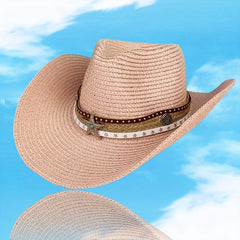 Breathable Sunshade Cowboy Hat With Pentagram for Outdoor Camping