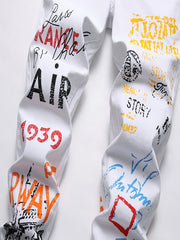 Men's Casual Skinny Printed Denim Jeans Christmas
