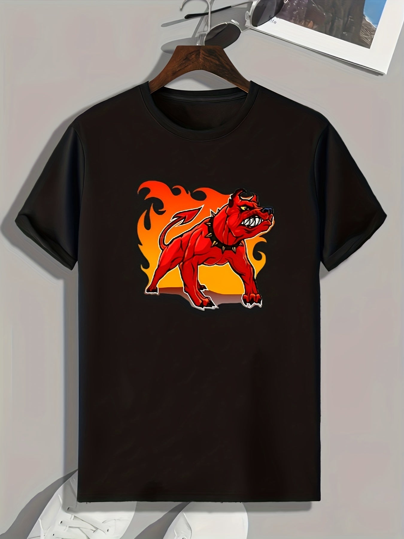 Dog Pattern Print Men's Sports T-shirt for Fitness Activities