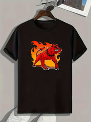 Dog Pattern Print Men's Sports T-shirt for Fitness Activities