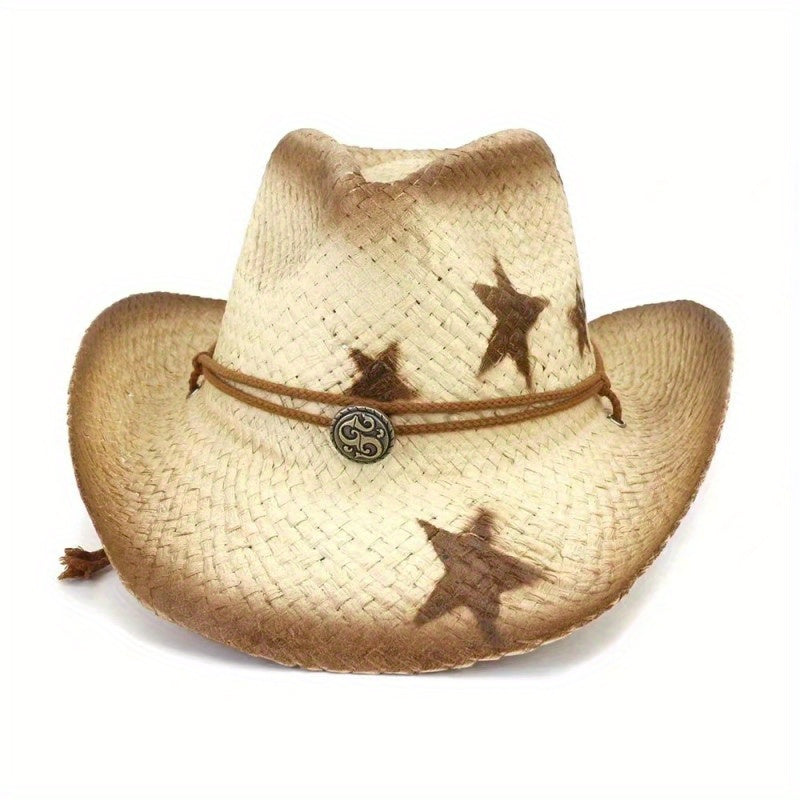 Vintage Western Straw Fedora for Women Summer Sun Beach