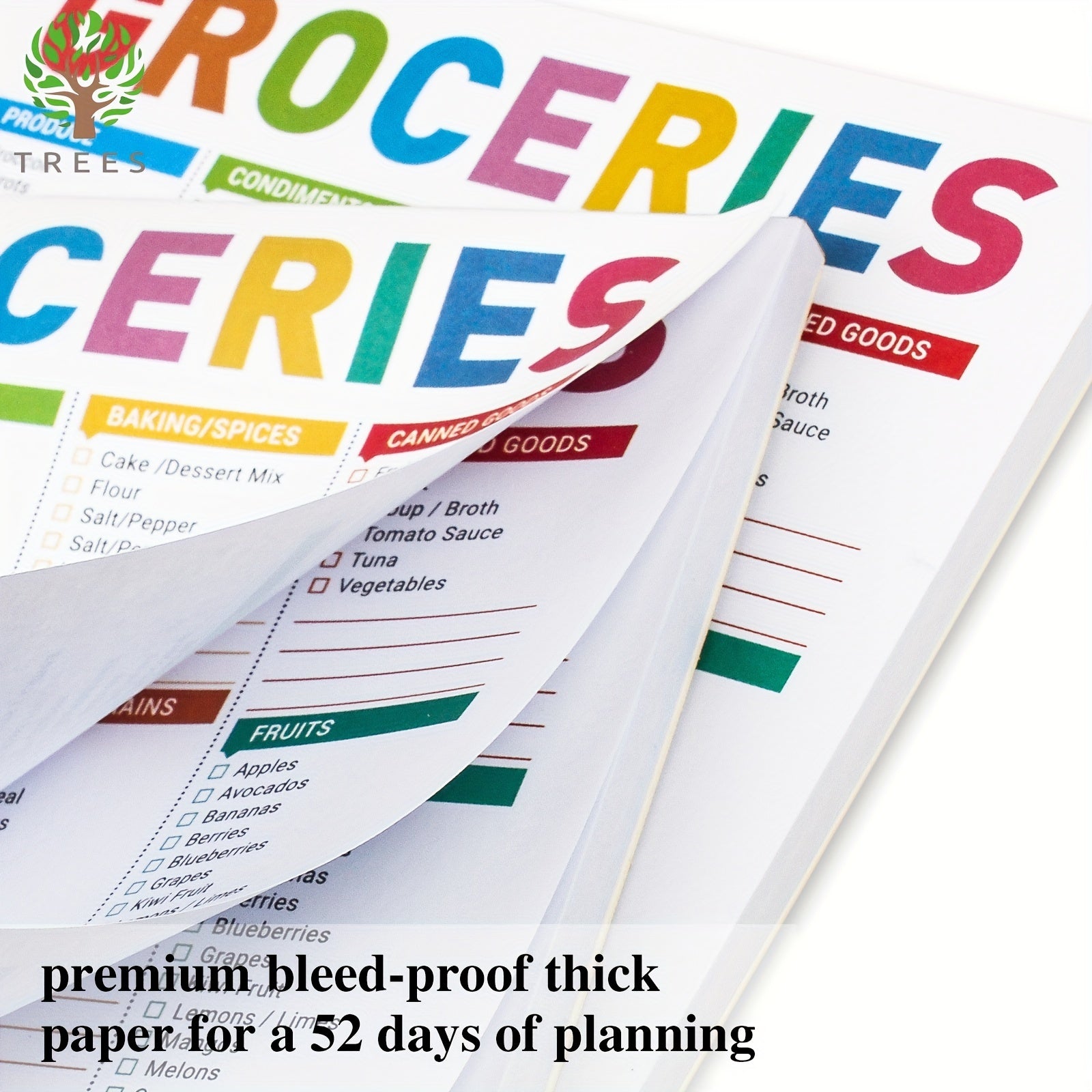 Magnetic Grocery List Pad 52 Sheets 104 P