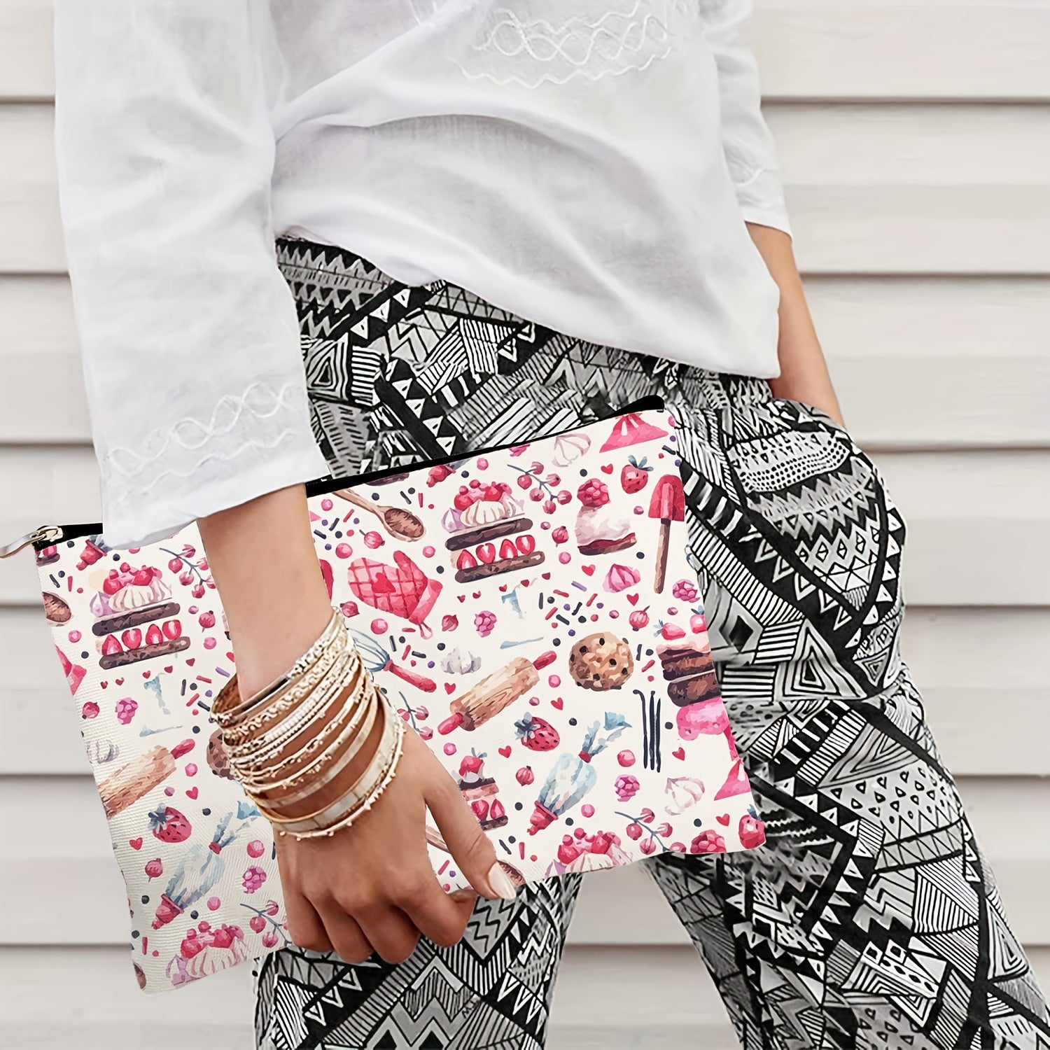 Strawberry Chocolate Dessert Makeup Bag Case For Sister - Birthday Gift