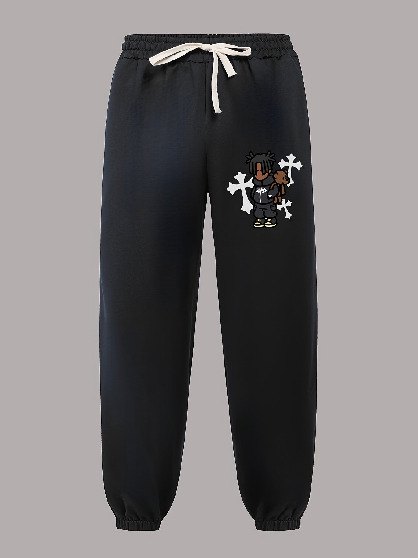 Boy & Cross Pattern Joggers Men s Casual Stretch Waist Drawstring Sports Pants