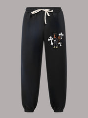 Boy & Cross Pattern Joggers Men s Casual Stretch Waist Drawstring Sports Pants