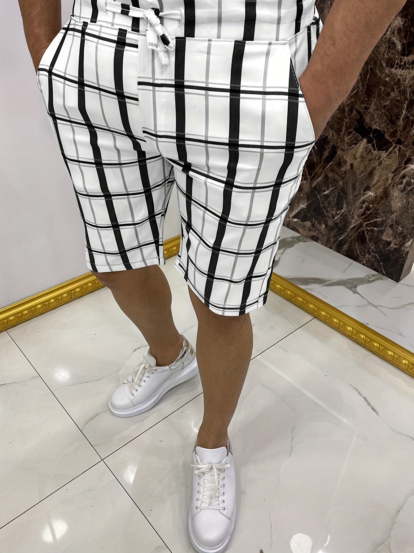 Men's Comfy Active Shorts, Stretch Waist Drawstring Shorts