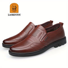 LAORENTOU Men's Leather Oxford Shoes Lightweight Slip On Dress Shoes