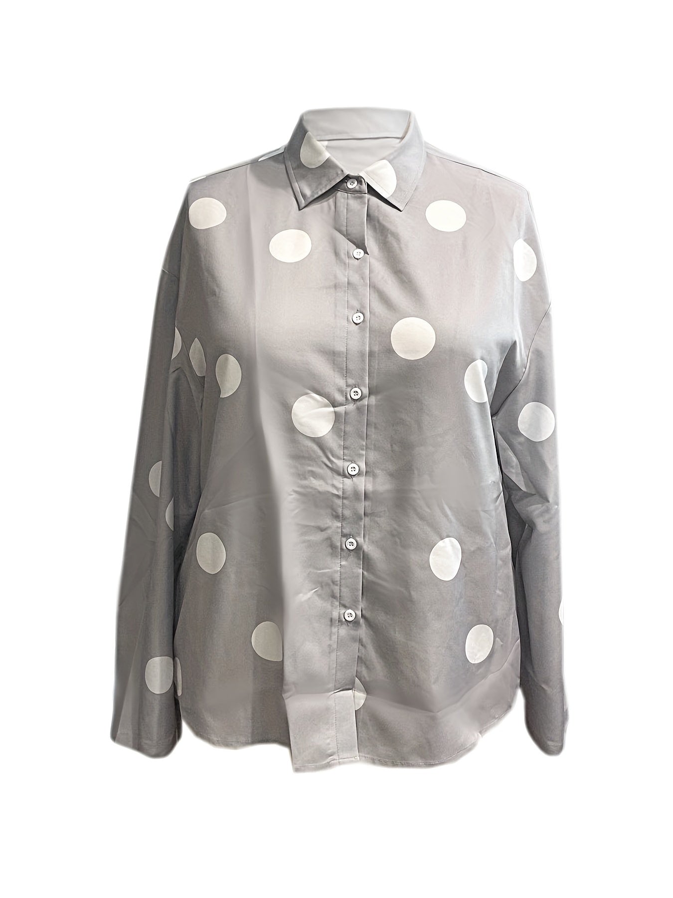 Women's Plus Dot Print Shirt & Roll Up Pants Set