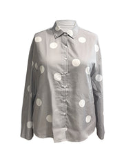Women's Plus Dot Print Shirt & Roll Up Pants Set
