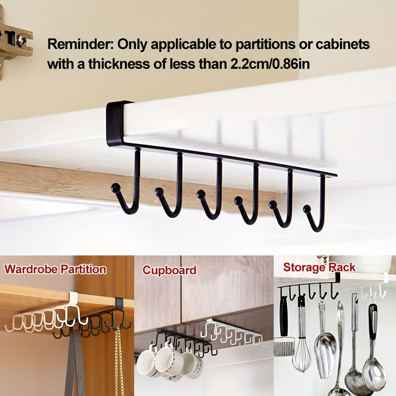 Cabinet Mug Hook 6 hooks 12 hooks Hanging Cup Holder Wardrobe Row Hook Organizer