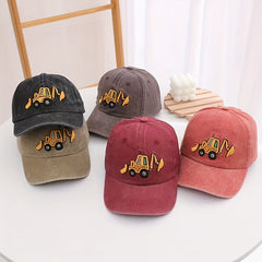 Boys Retro Excavator Baseball Cap Adjustable Sun Hat