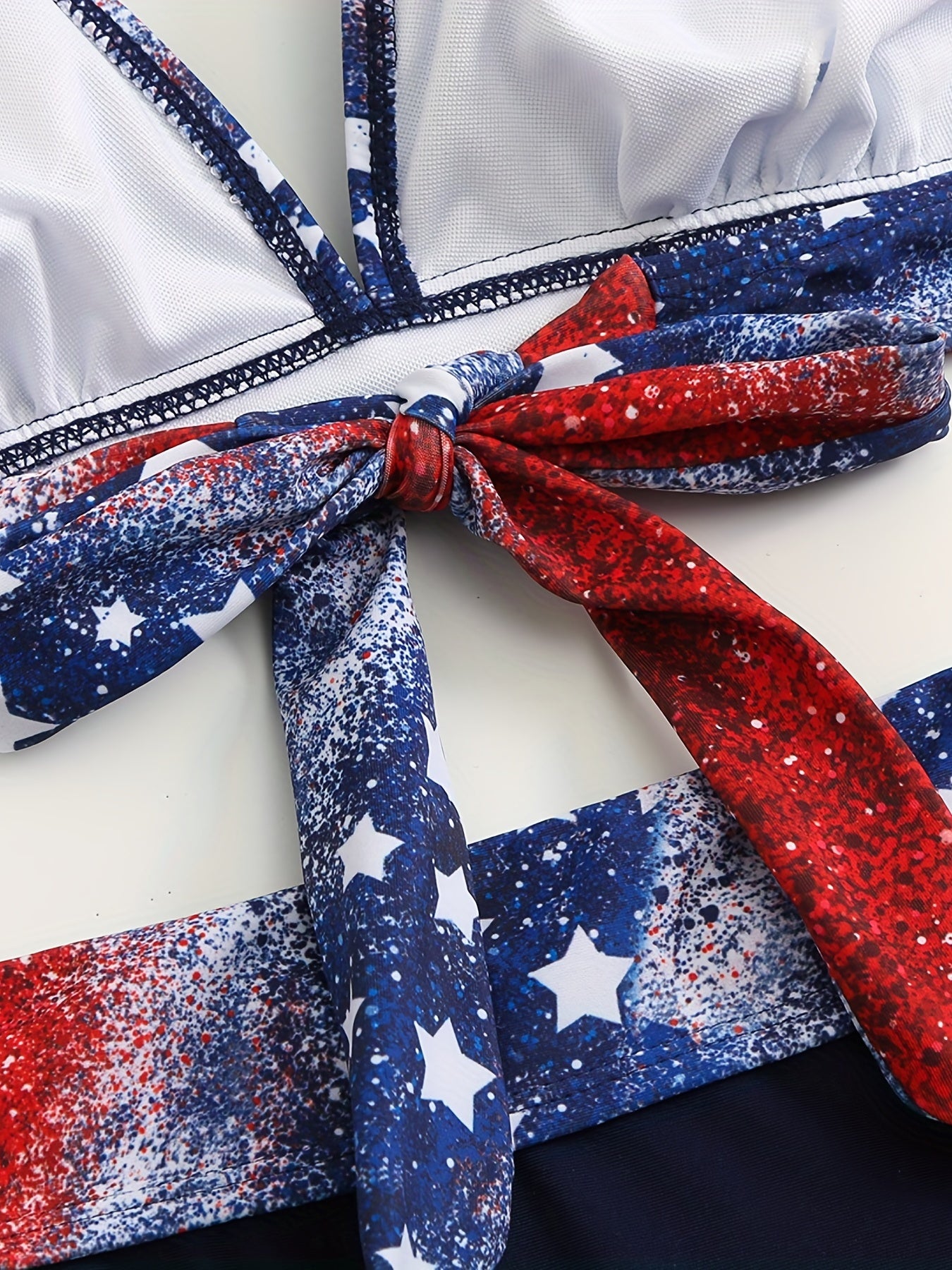 American Flag Print Bikini Set Glitter 2 Piece Swimwear