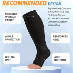 4 Pairs Open Toe Copper Compression Socks 15-25 mmHg