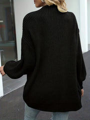 Solid Knit Cardigan Open Front Long Sleeve Sweater Women's Clothing