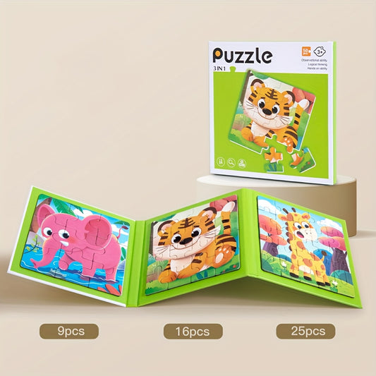 3 in 1 Animal Magnetic Puzzle Books Educational Gift for Kids