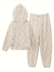 Cozy Fuzzy Pajama Set with Hooded Top & Pants