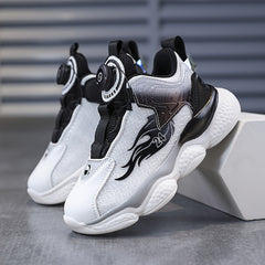 Boy's Basketball Shoes Rotating Buckle Soft Sole Casual Sneakers
