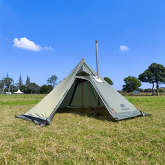 Large Pyramid Heat Tent 4 Seasons Camping Tent with Smoke Window Fireproof Cloth