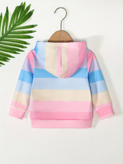 Toddler Baby Girls Rainbow Striped Hooded Sports Hoodie