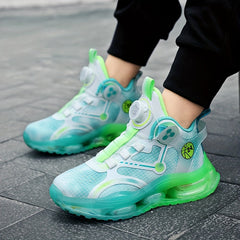 Boy's Rotating Buckle Basketball Shoes, Breathable and Non Slip