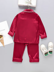 Girls 2pcs Button Down Long Sleeve Top & Pants Set