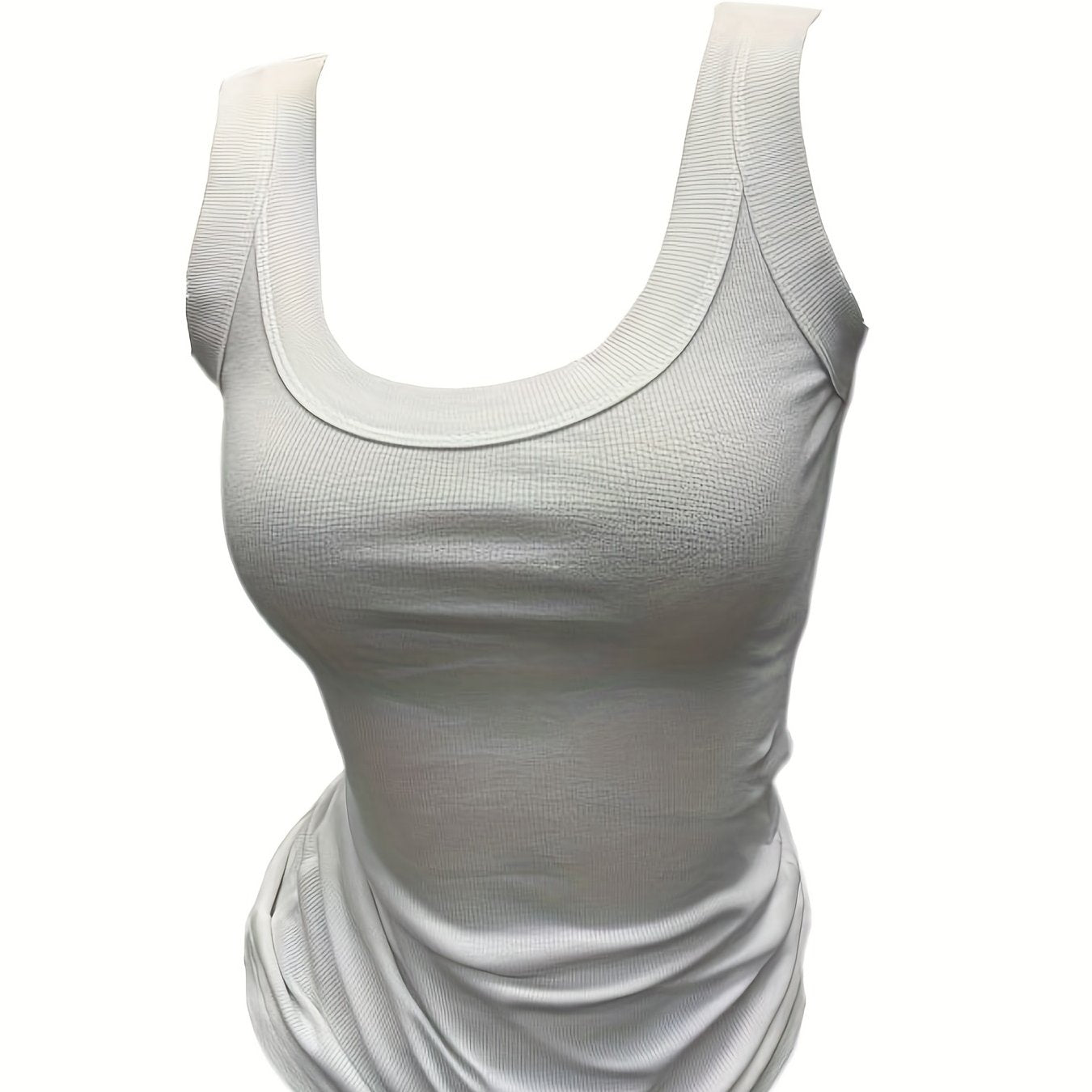 Ribbed Tank Top Scoop Neck Sleeveless Casual Summer Top