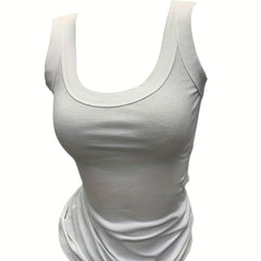 Ribbed Tank Top Scoop Neck Sleeveless Casual Summer Top
