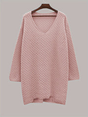 Solid V Neck Casual Sweater Long Sleeve Jumper