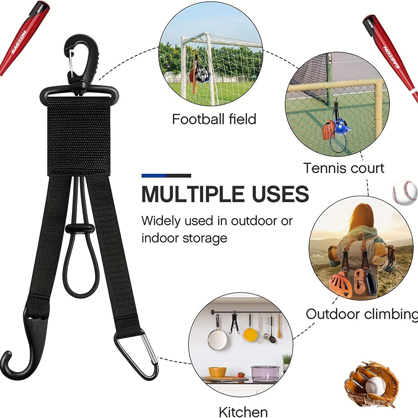 Baseball Softball Gear Hanger Holder Bat Clip Helmet Hook Glove Clip