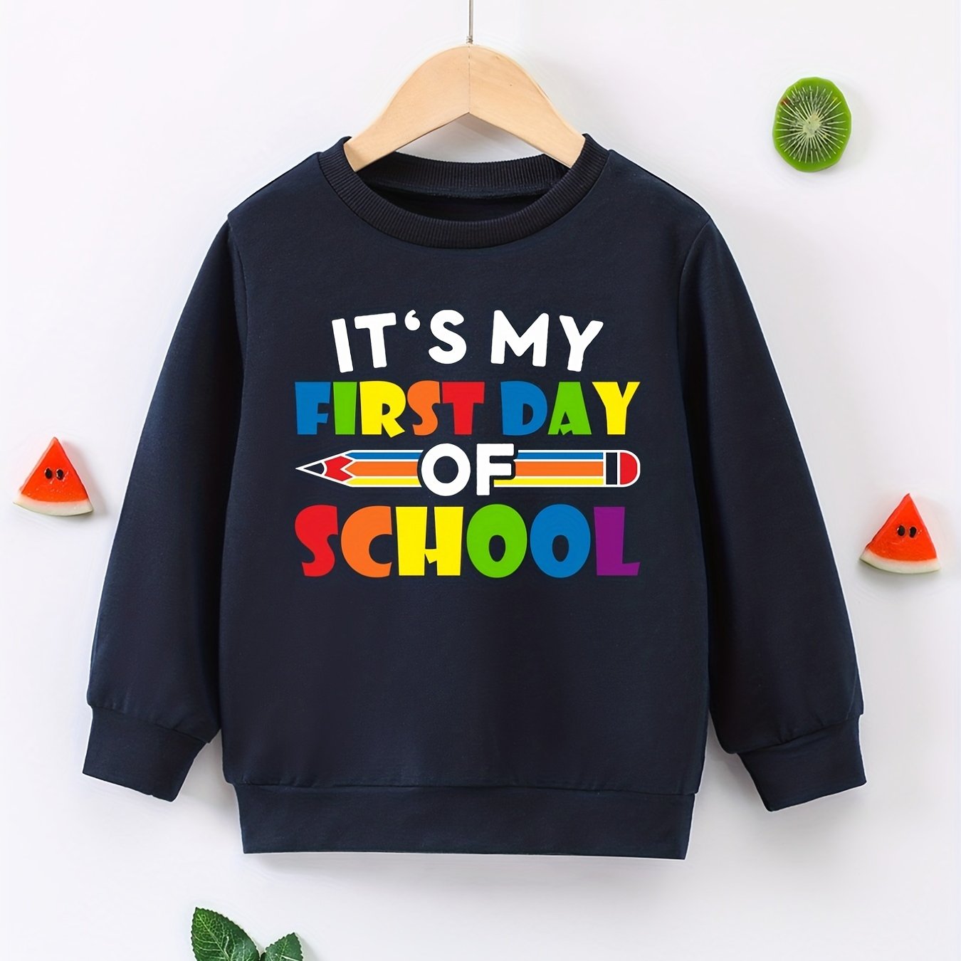 First Day of School Boys Sweatshirt Long Sleeve Crew Neck Tops