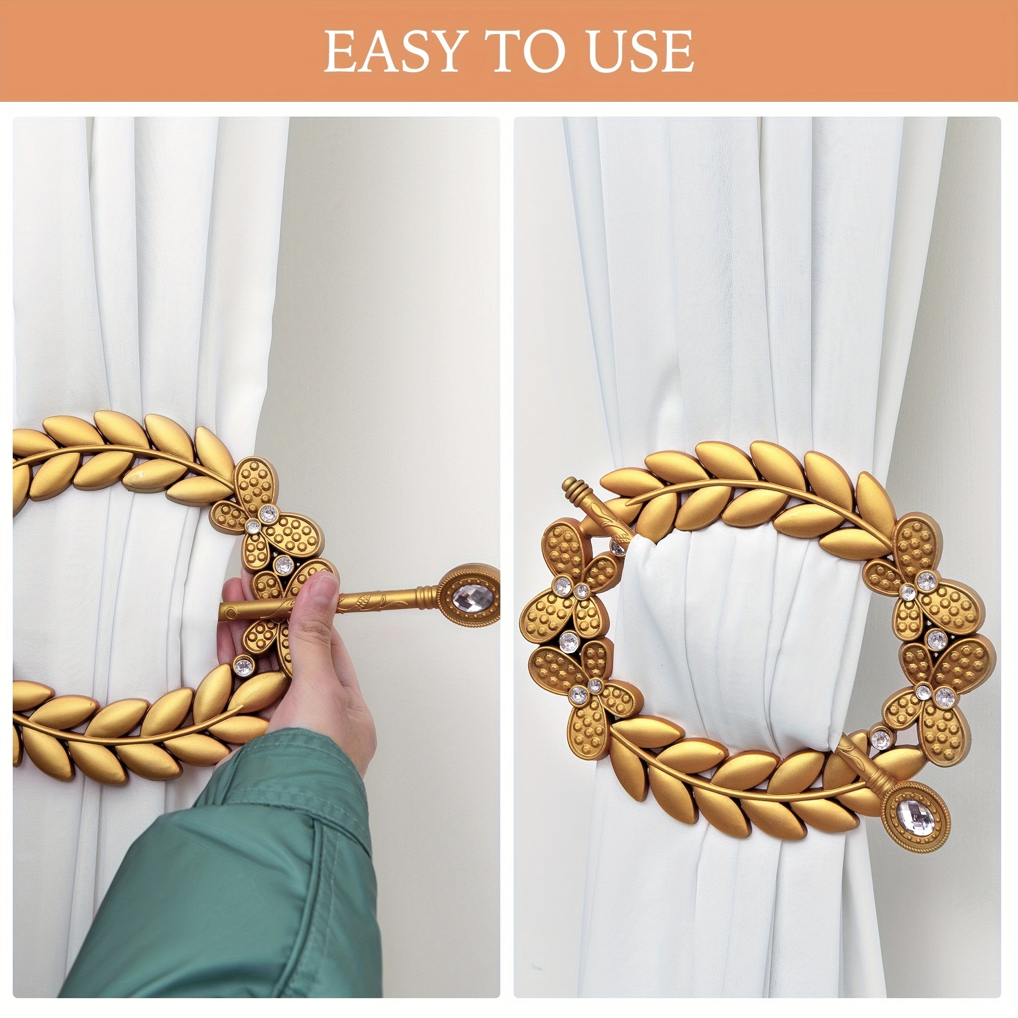 2pcs Wheat Butterfly Pattern Curtain Holdbacks for Home Decor