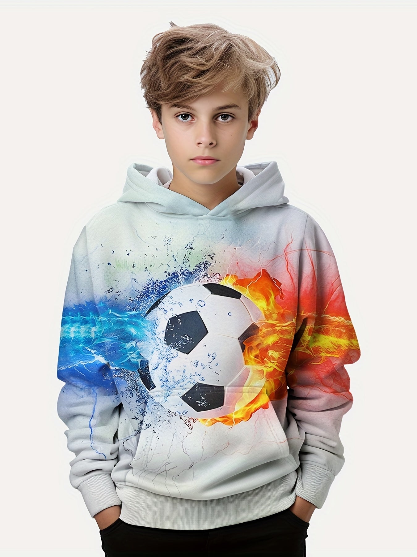 Football 3D Print Boys Hooded Sweatshirt Spring Fall Kids Hoodie
