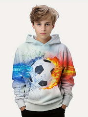 Football 3D Print Boys Hooded Sweatshirt Spring Fall Kids Hoodie