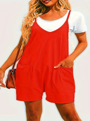 V Neck Romper With Pockets