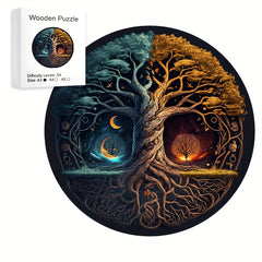 Yin Yang Tree Wooden Jigsaw Puzzles Adult Animal Shaped Pieces