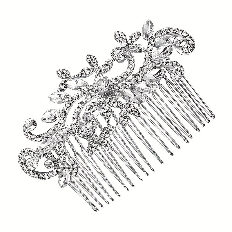 Silvery Rhinestone Hair Comb Crystal Insert Comb Bridal Head Jewelry Decoration