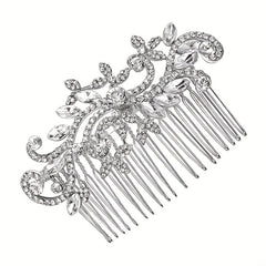 Silvery Rhinestone Hair Comb Crystal Insert Comb Bridal Head Jewelry Decoration