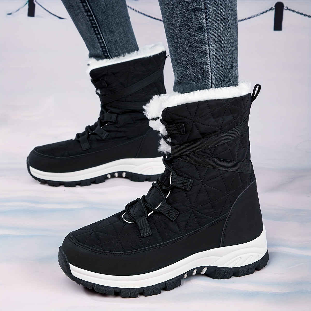 Women's Waterproof Snow Boots Warm High Tube Hiking Boots