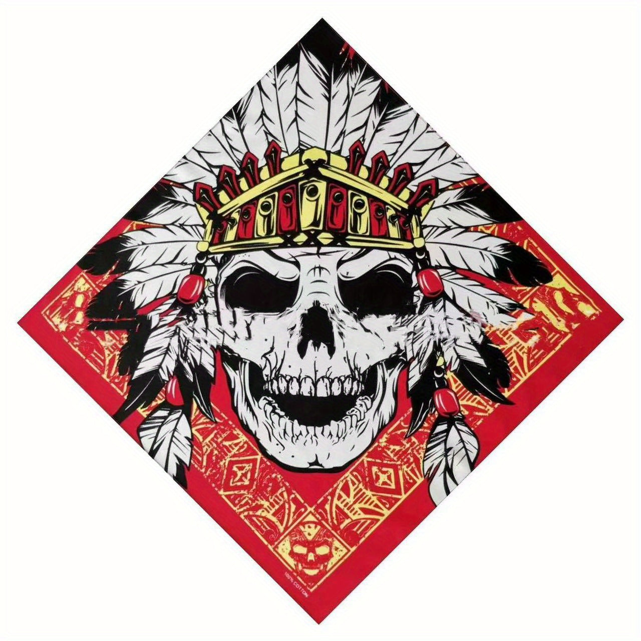 Skull Print Bandana Scarf Men Vintage Hair Square Hip Hop Style Square Scarf