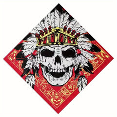 Skull Print Bandana Scarf Men Vintage Hair Square Hip Hop Style Square Scarf