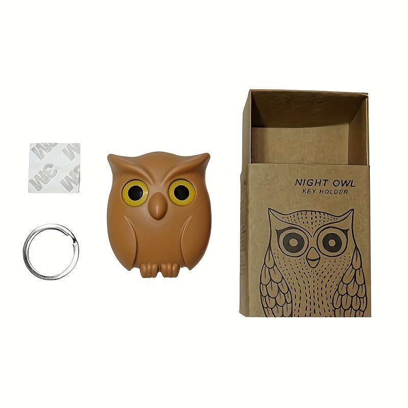 3pcs Owl Wall Hook Blinking Eyes Adhesive Key Hanger