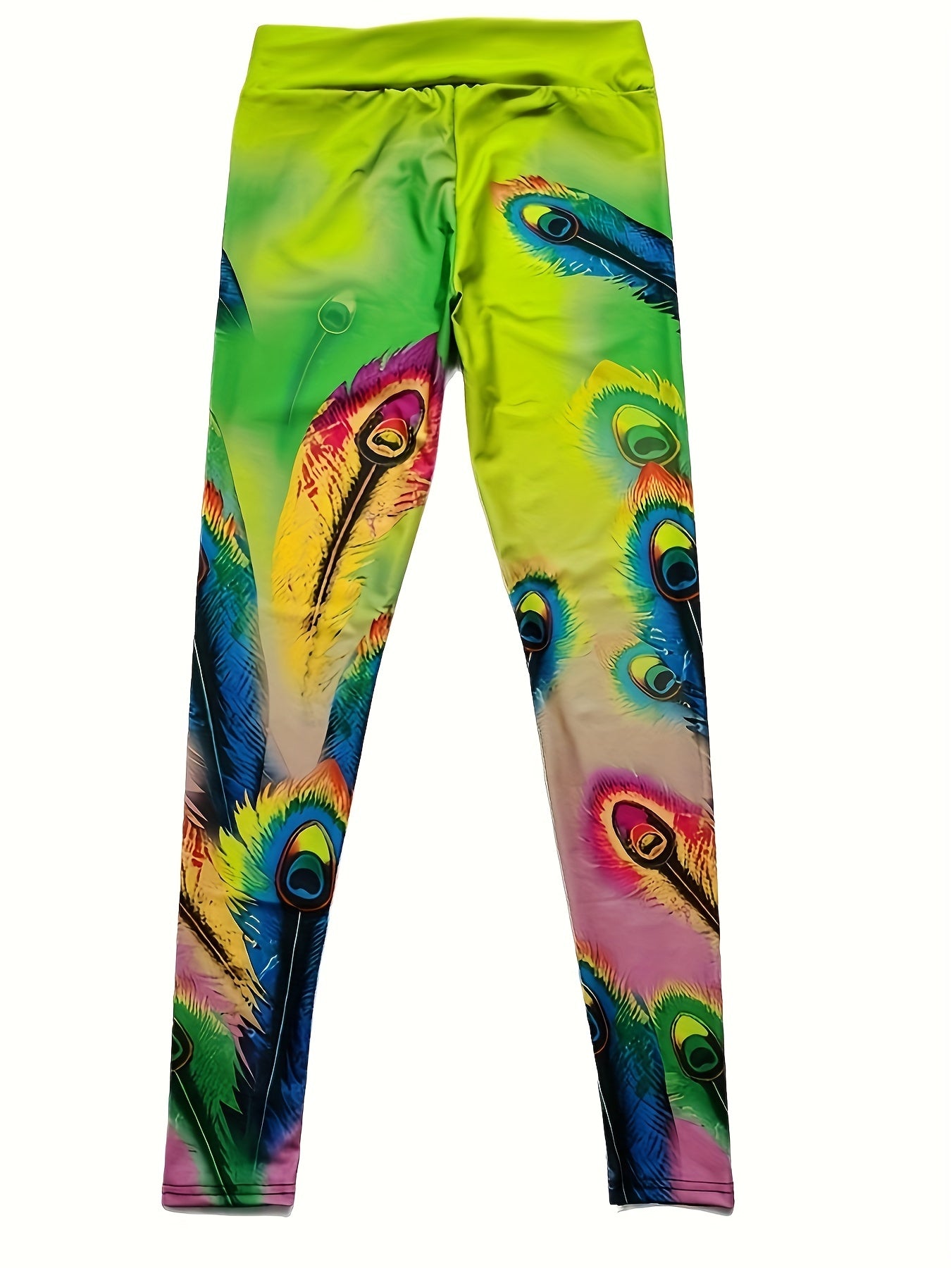 Animal Feather Print High Waist Yoga Legging Women's Activewear