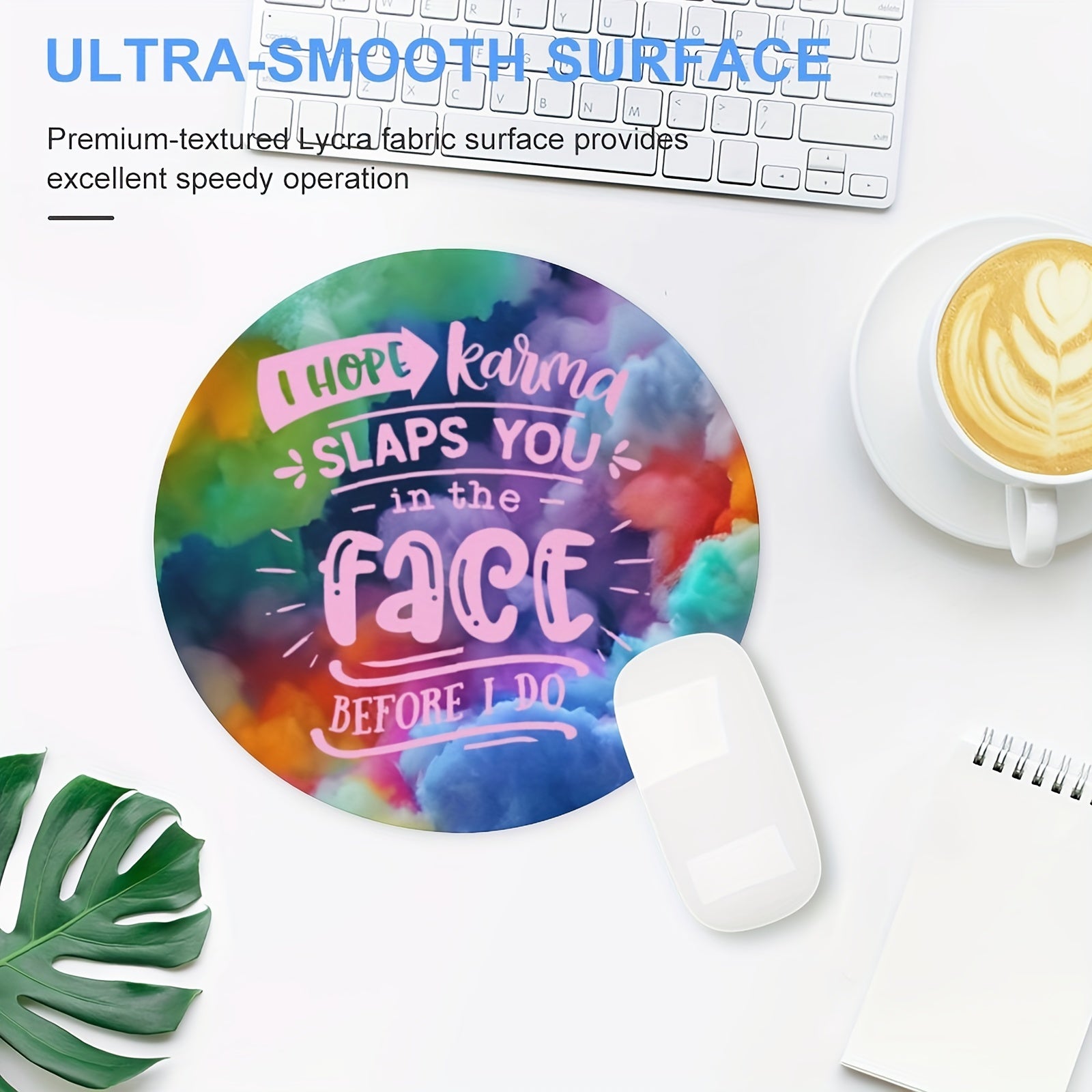 Round Mouse Pad Non Slip Rubber Base Small Size 7 87 X 7 87 X 0 1inch