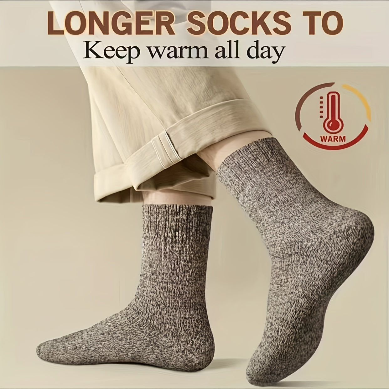 5 Pairs Men's Retro Warm Wool Cotton Socks Gift