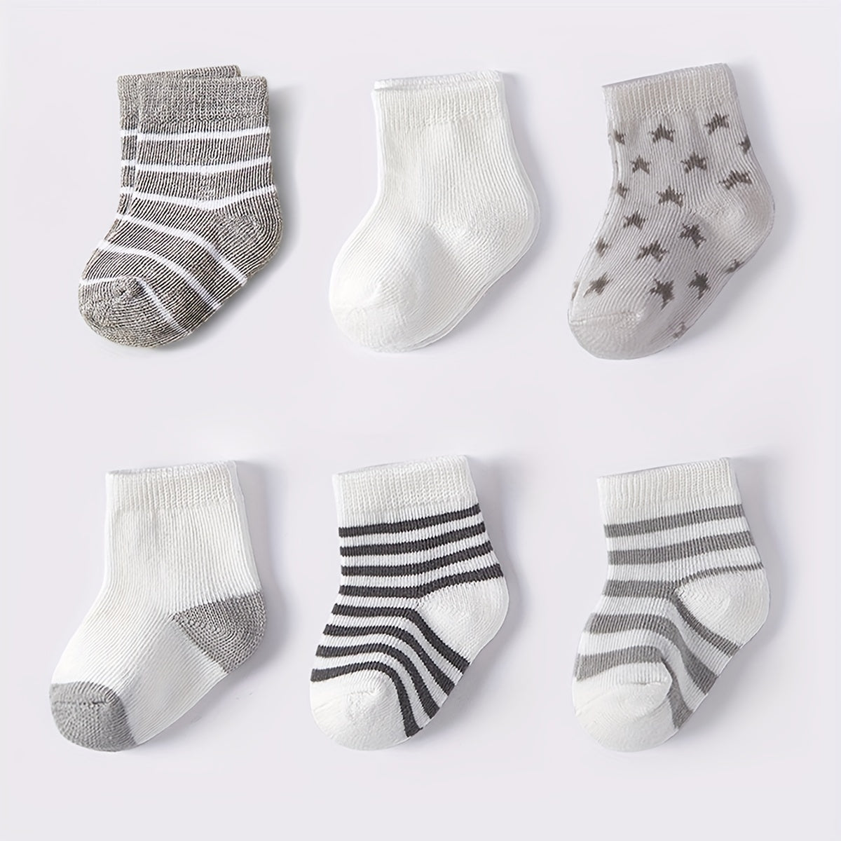 6 Pairs Boys Star Striped Short Socks for All Seasons