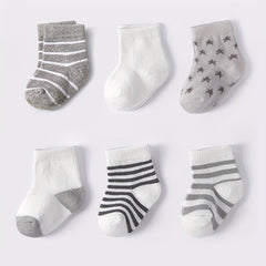 6 Pairs Boys Star Striped Short Socks for All Seasons