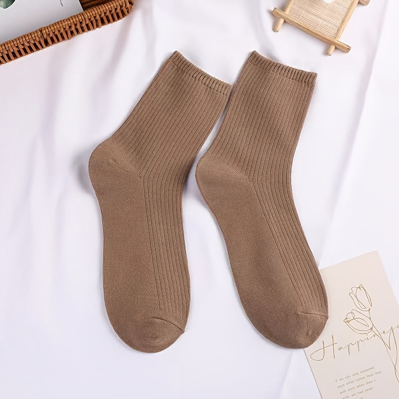 6 Pairs Solid Socks Comfy & Breathable Women's Stockings & Hosiery