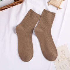 6 Pairs Solid Socks Comfy & Breathable Women's Stockings & Hosiery