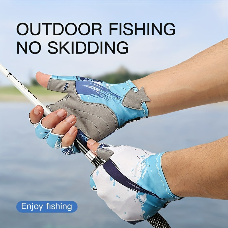 Outdoor Fingerless Fishing Gloves Sunscreen Wear-resistant for Fishing Cycling