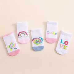 5 Pairs Baby Love Pattern Socks for Toddlers 0-12 Months